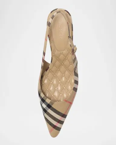 Burberry Dame Vintage Check Slingback Linen Pumps | Thumbnail 3 Burberry Dame Vintage Check Slingback Linen Pumps | Thumbnail 3