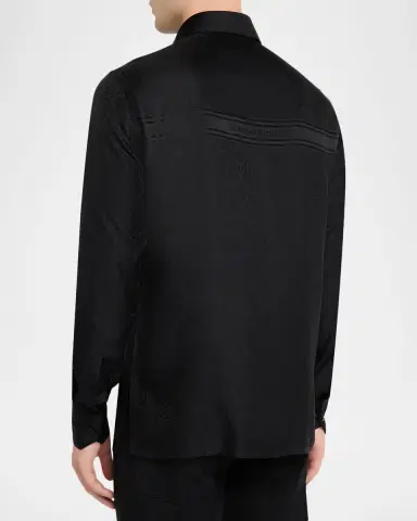 Stefano Ricci Men's Tonal Geometric Silk Jacquard Dress Shirt | Thumbnail 3 Stefano Ricci Men's Tonal Geometric Silk Jacquard Dress Shirt | Thumbnail 3