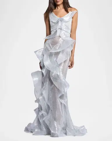 Maticevski Refraction Strapless Ruffle Sequin Trumpet Gown | Thumbnail 2 Maticevski Refraction Strapless Ruffle Sequin Trumpet Gown | Thumbnail 2