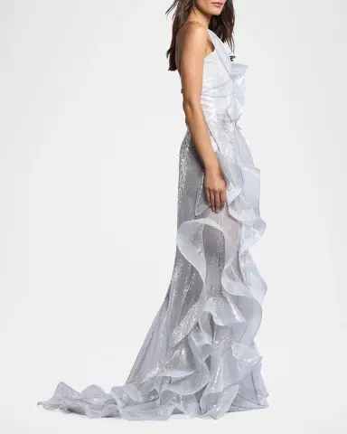 Maticevski Refraction Strapless Ruffle Sequin Trumpet Gown | Thumbnail 4 Maticevski Refraction Strapless Ruffle Sequin Trumpet Gown | Thumbnail 4