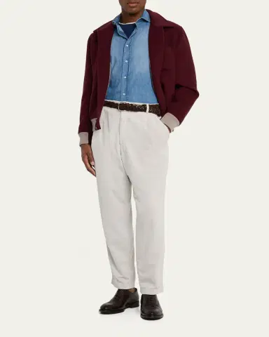 Brunello Cucinelli Men's Wool Button-Front Bomber Jacket | Thumbnail 2 Brunello Cucinelli Men's Wool Button-Front Bomber Jacket | Thumbnail 2