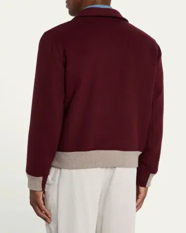 Brunello Cucinelli Men's Wool Button-Front Bomber Jacket | Thumbnail 3 Brunello Cucinelli Men's Wool Button-Front Bomber Jacket | Thumbnail 3