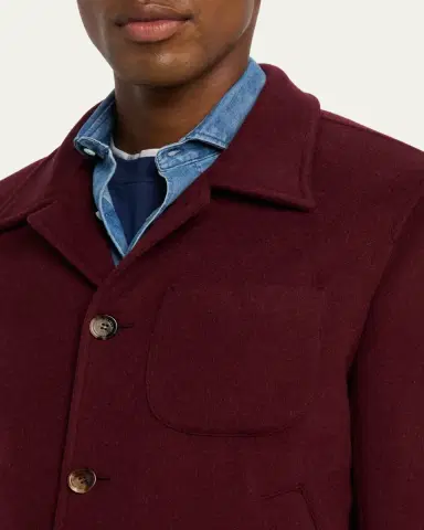 Brunello Cucinelli Men's Wool Button-Front Bomber Jacket | Thumbnail 5 Brunello Cucinelli Men's Wool Button-Front Bomber Jacket | Thumbnail 5