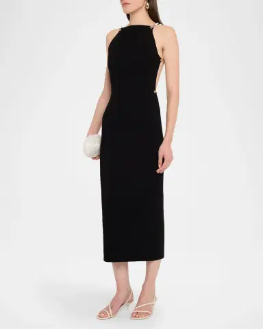 Cult Gaia Cassi Faux Pearl-Embellished Backless Knit Midi Dress | Thumbnail 2 Cult Gaia Cassi Faux Pearl-Embellished Backless Knit Midi Dress | Thumbnail 2