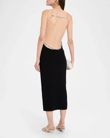 Cult Gaia Cassi Faux Pearl-Embellished Backless Knit Midi Dress | Thumbnail 3 Cult Gaia Cassi Faux Pearl-Embellished Backless Knit Midi Dress | Thumbnail 3