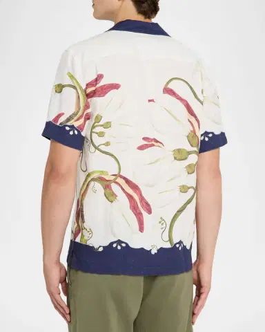 Orlebar Brown Men's Linen Maitan Orchis Camp Shirt | Thumbnail 2 Orlebar Brown Men's Linen Maitan Orchis Camp Shirt | Thumbnail 2
