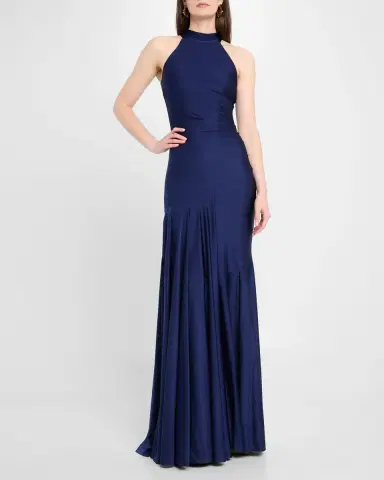 Chiara Boni La Petite Robe Asymmetric Draped Jersey Halter Gown | Thumbnail 2 Chiara Boni La Petite Robe Asymmetric Draped Jersey Halter Gown | Thumbnail 2