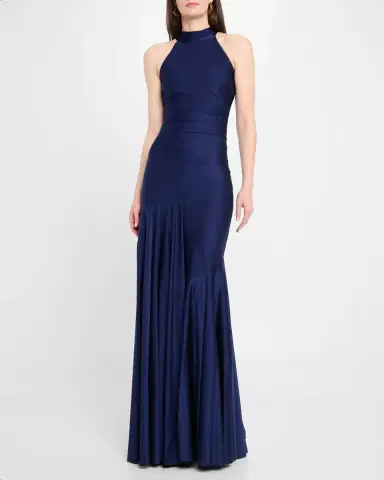 Chiara Boni La Petite Robe Asymmetric Draped Jersey Halter Gown | Thumbnail 4 Chiara Boni La Petite Robe Asymmetric Draped Jersey Halter Gown | Thumbnail 4
