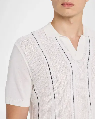 Orlebar Brown Men 's Chevron Stripe Tailored Fit Johnny Collar Polo Shirt | Thumbnail 5 Orlebar Brown Men 's Chevron Stripe Tailored Fit Johnny Collar Polo Shirt | Thumbnail 5