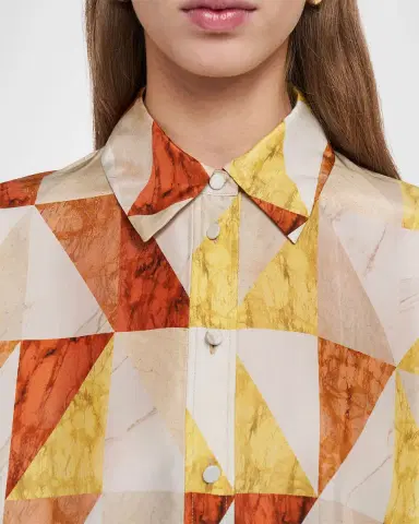 Joseph Arcole Marble-Print Habotai Silk Blouse | Thumbnail 4 Joseph Arcole Marble-Print Habotai Silk Blouse | Thumbnail 4