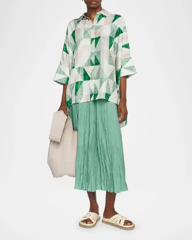 Joseph Arcole Marble-Print Habotai Silk Blouse | Thumbnail 6 Joseph Arcole Marble-Print Habotai Silk Blouse | Thumbnail 6