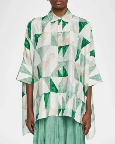 Joseph Arcole Marble-Print Habotai Silk Blouse | Thumbnail 8 Joseph Arcole Marble-Print Habotai Silk Blouse | Thumbnail 8