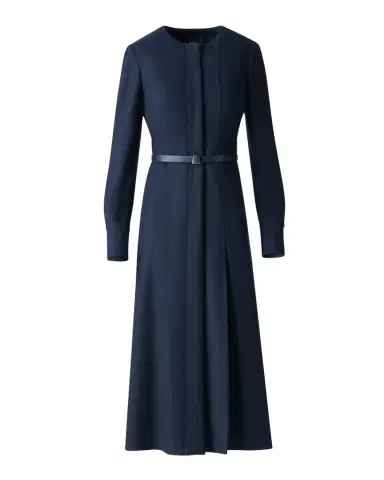 Akris Pleated Wool Stretch Flannel Midi Dress With Belt | Thumbnail 1 Akris Pleated Wool Stretch Flannel Midi Dress With Belt | Thumbnail 1