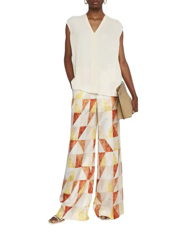 Thoresby Marble-Print Habotai Silk Trousers Thoresby Marble-Print Habotai Silk Trousers