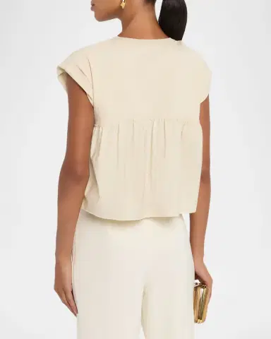 Joseph Cap-Sleeve Cotton Jersey & Poplin Ruffle Tee | Thumbnail 3 Joseph Cap-Sleeve Cotton Jersey & Poplin Ruffle Tee | Thumbnail 3