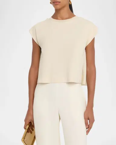 Joseph Cap-Sleeve Cotton Jersey & Poplin Ruffle Tee | Thumbnail 4 Joseph Cap-Sleeve Cotton Jersey & Poplin Ruffle Tee | Thumbnail 4