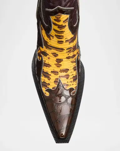 Christian Louboutin Men's Becca Uomo Embossed Leather Western Chelsea Boots | Thumbnail 4 Christian Louboutin Men's Becca Uomo Embossed Leather Western Chelsea Boots | Thumbnail 4