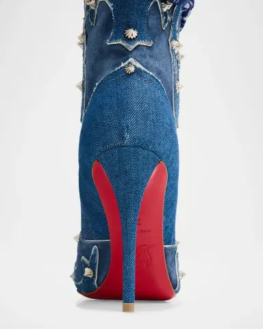 Christian Louboutin 100mm Bootyiag Denim and Suede Bandana Western Booties | Thumbnail 6 Christian Louboutin 100mm Bootyiag Denim and Suede Bandana Western Booties | Thumbnail 6