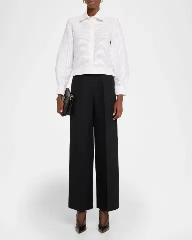 Dice Kayek Pleated Cotton Poplin Button-Down Shirt | Thumbnail 2 Dice Kayek Pleated Cotton Poplin Button-Down Shirt | Thumbnail 2