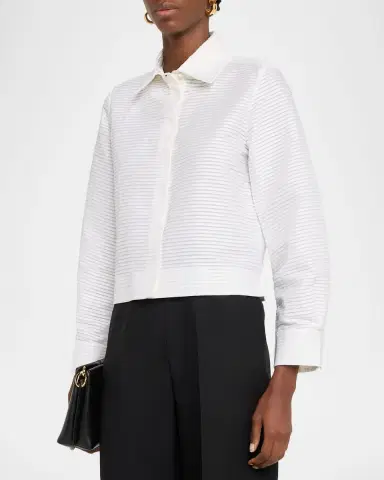 Dice Kayek Pleated Cotton Poplin Button-Down Shirt | Thumbnail 4 Dice Kayek Pleated Cotton Poplin Button-Down Shirt | Thumbnail 4