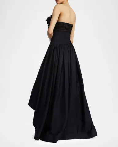 BCBGMAXAZRIA Strapless Floral Appliqué High-Low Gown | Thumbnail 3 BCBGMAXAZRIA Strapless Floral Appliqué High-Low Gown | Thumbnail 3