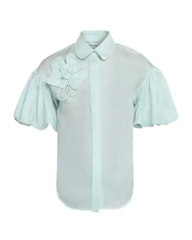 Dice Kayek Flower Applique Silk Puff-Sleeve Shirt | Thumbnail 1 Dice Kayek Flower Applique Silk Puff-Sleeve Shirt | Thumbnail 1