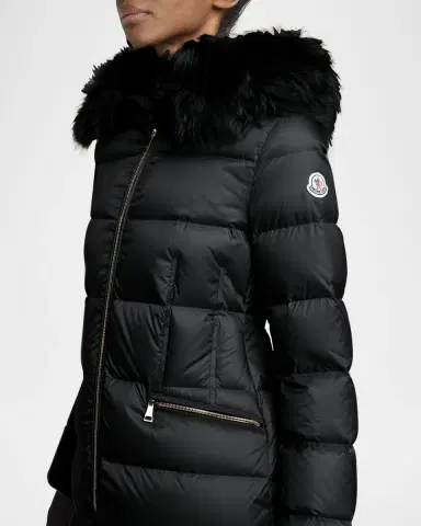 Moncler Boedic Long Down Coat with Detachable Shearling Trim | Thumbnail 4 Moncler Boedic Long Down Coat with Detachable Shearling Trim | Thumbnail 4