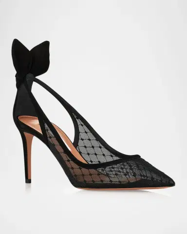 Aquazzura Net Mesh Suede Bow Pumps | Thumbnail 3 Aquazzura Net Mesh Suede Bow Pumps | Thumbnail 3