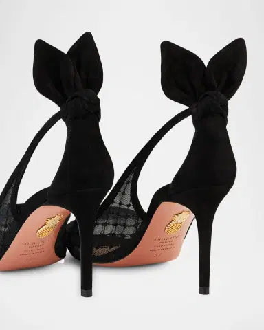 Aquazzura Net Mesh Suede Bow Pumps | Thumbnail 4 Aquazzura Net Mesh Suede Bow Pumps | Thumbnail 4