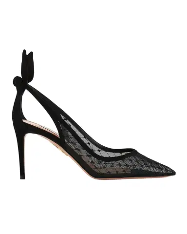 Aquazzura Net Mesh Suede Bow Pumps | Thumbnail 1 Aquazzura Net Mesh Suede Bow Pumps | Thumbnail 1