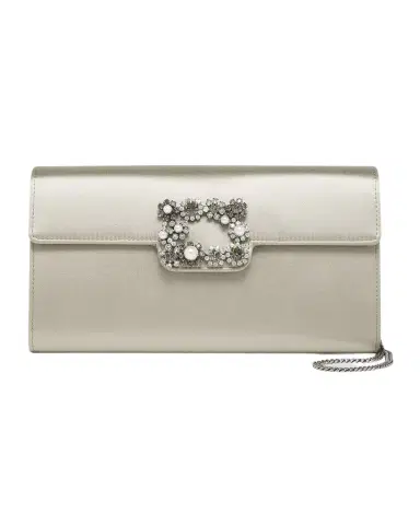 Roger Vivier Flower Buckle Satin Envelope Flap Bag | Thumbnail 1 Roger Vivier Flower Buckle Satin Envelope Flap Bag | Thumbnail 1