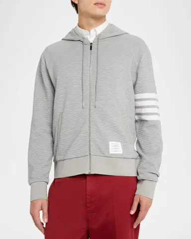 Thom Browne Men's 4 Bar Ottoman Zip Hoodie | Thumbnail 4 Thom Browne Men's 4 Bar Ottoman Zip Hoodie | Thumbnail 4