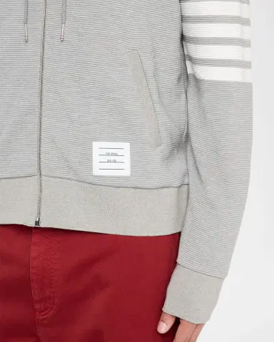 Thom Browne Men's 4 Bar Ottoman Zip Hoodie | Thumbnail 5 Thom Browne Men's 4 Bar Ottoman Zip Hoodie | Thumbnail 5