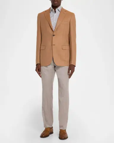 Brioni Men 's Single-Breasted Herringbone Blazer | Thumbnail 2 Brioni Men 's Single-Breasted Herringbone Blazer | Thumbnail 2