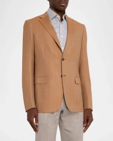 Brioni Men 's Single-Breasted Herringbone Blazer | Thumbnail 4 Brioni Men 's Single-Breasted Herringbone Blazer | Thumbnail 4