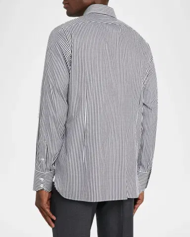 Tom Ford Men's Silk and Cotton Ladder Stripe Slim-Fit Dress Shirt | Thumbnail 3 Tom Ford Men's Silk and Cotton Ladder Stripe Slim-Fit Dress Shirt | Thumbnail 3