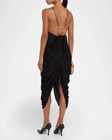 Loewe Draped Anagram Backless Midi Dress | Thumbnail 3 Loewe Draped Anagram Backless Midi Dress | Thumbnail 3