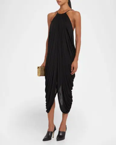 Loewe Draped Anagram Backless Midi Dress | Thumbnail 4 Loewe Draped Anagram Backless Midi Dress | Thumbnail 4