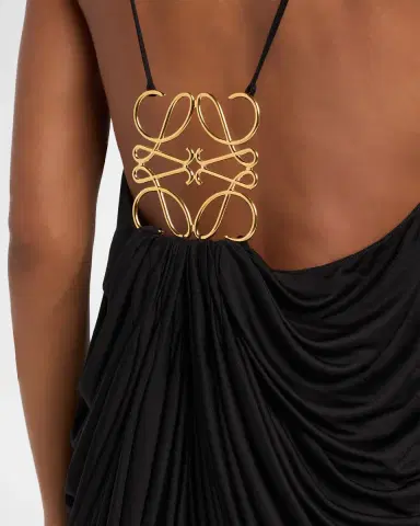 Loewe Draped Anagram Backless Midi Dress | Thumbnail 5 Loewe Draped Anagram Backless Midi Dress | Thumbnail 5