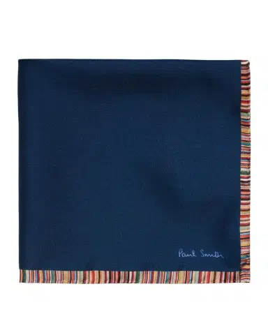 Paul Smith Men's Signature Stripe Trim Silk Pocket Square | Thumbnail 1 Paul Smith Men's Signature Stripe Trim Silk Pocket Square | Thumbnail 1