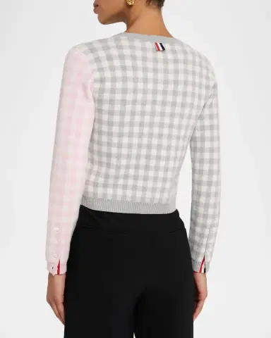 Thom Browne Fun Mix Gingham Check Cropped Cardigan | Thumbnail 3 Thom Browne Fun Mix Gingham Check Cropped Cardigan | Thumbnail 3