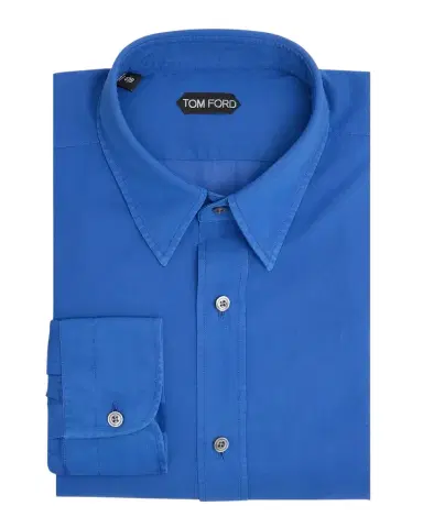 TOM FORD Men's Refined Cotton Voile Fluid-Fit Shirt | Thumbnail 1 TOM FORD Men's Refined Cotton Voile Fluid-Fit Shirt | Thumbnail 1