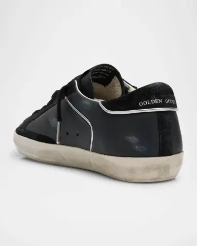 Golden Goose Super-Star Mixed Leather Low-Top Sneakers with Metallic Piping | Thumbnail 3 Golden Goose Super-Star Mixed Leather Low-Top Sneakers with Metallic Piping | Thumbnail 3