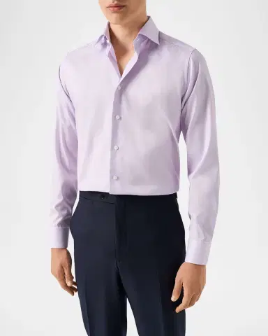 Eton Men's Elevated Textured Supima 120 Slim-Fit Dress Shirt | Thumbnail 4 Eton Men's Elevated Textured Supima 120 Slim-Fit Dress Shirt | Thumbnail 4