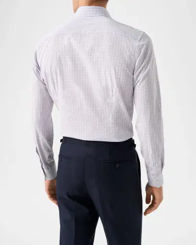 Eton Men's Elevated Grid Check Supima 120 Contemporary-Fit Dress Shirt | Thumbnail 3 Eton Men's Elevated Grid Check Supima 120 Contemporary-Fit Dress Shirt | Thumbnail 3