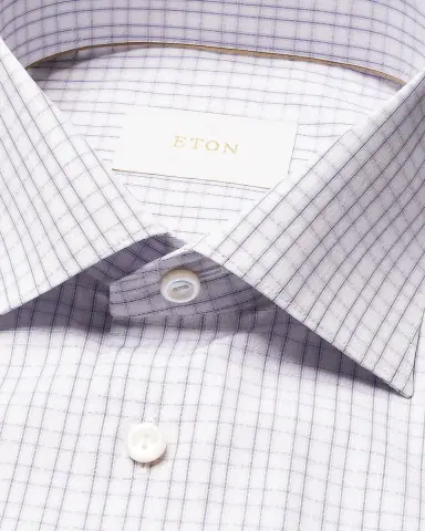 Eton Men's Elevated Grid Check Supima 120 Contemporary-Fit Dress Shirt | Thumbnail 5 Eton Men's Elevated Grid Check Supima 120 Contemporary-Fit Dress Shirt | Thumbnail 5