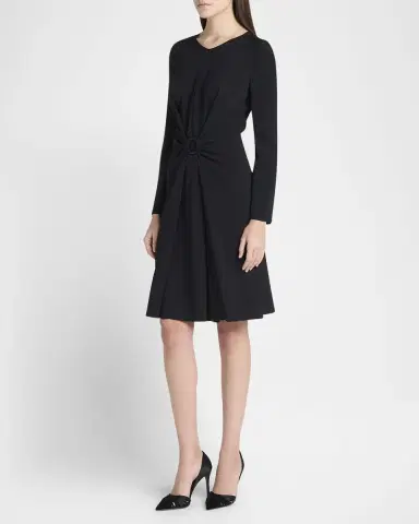 Giorgio Armani Long-Sleeve Dress with Ring Detail | Thumbnail 4 Giorgio Armani Long-Sleeve Dress with Ring Detail | Thumbnail 4