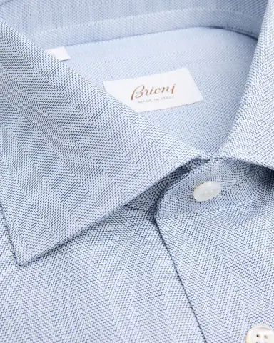 Brioni Men's Cotton Herringbone Dress Shirt | Thumbnail 2 Brioni Men's Cotton Herringbone Dress Shirt | Thumbnail 2