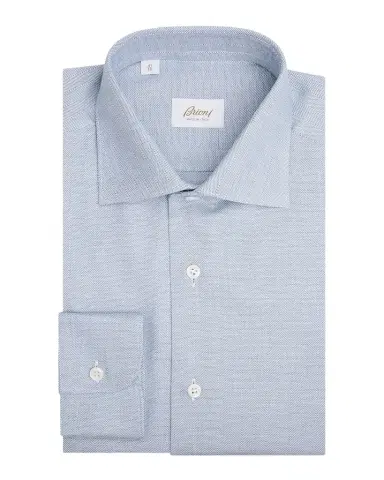 Brioni Men's Cotton Herringbone Dress Shirt | Thumbnail 1 Brioni Men's Cotton Herringbone Dress Shirt | Thumbnail 1