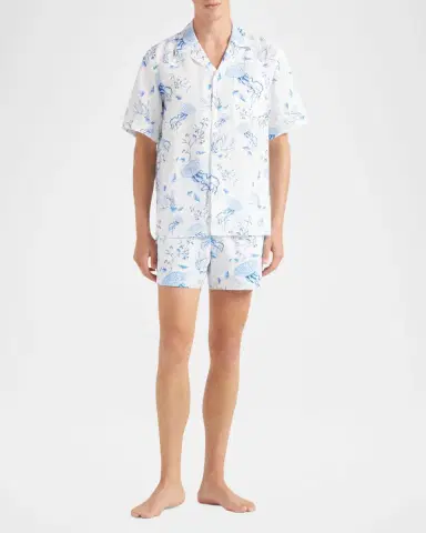 Vilebrequin Men's Linen Medusa Shells Camp Shirt | Thumbnail 2 Vilebrequin Men's Linen Medusa Shells Camp Shirt | Thumbnail 2